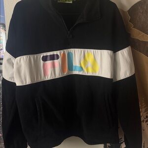 Fila Black fleece Jacket with Colorful Logo